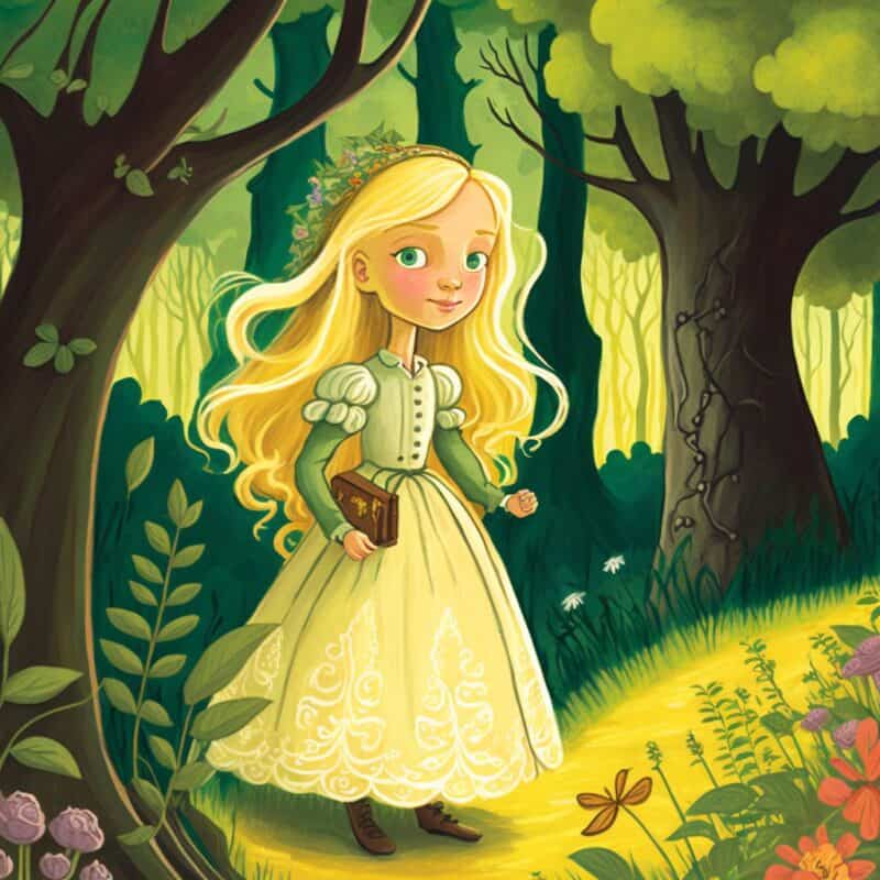 Bajka - Jasna blondynka księżniczka w lesie